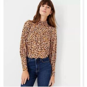 Ann Taylor Brown and Tan Leopard Print Blouse